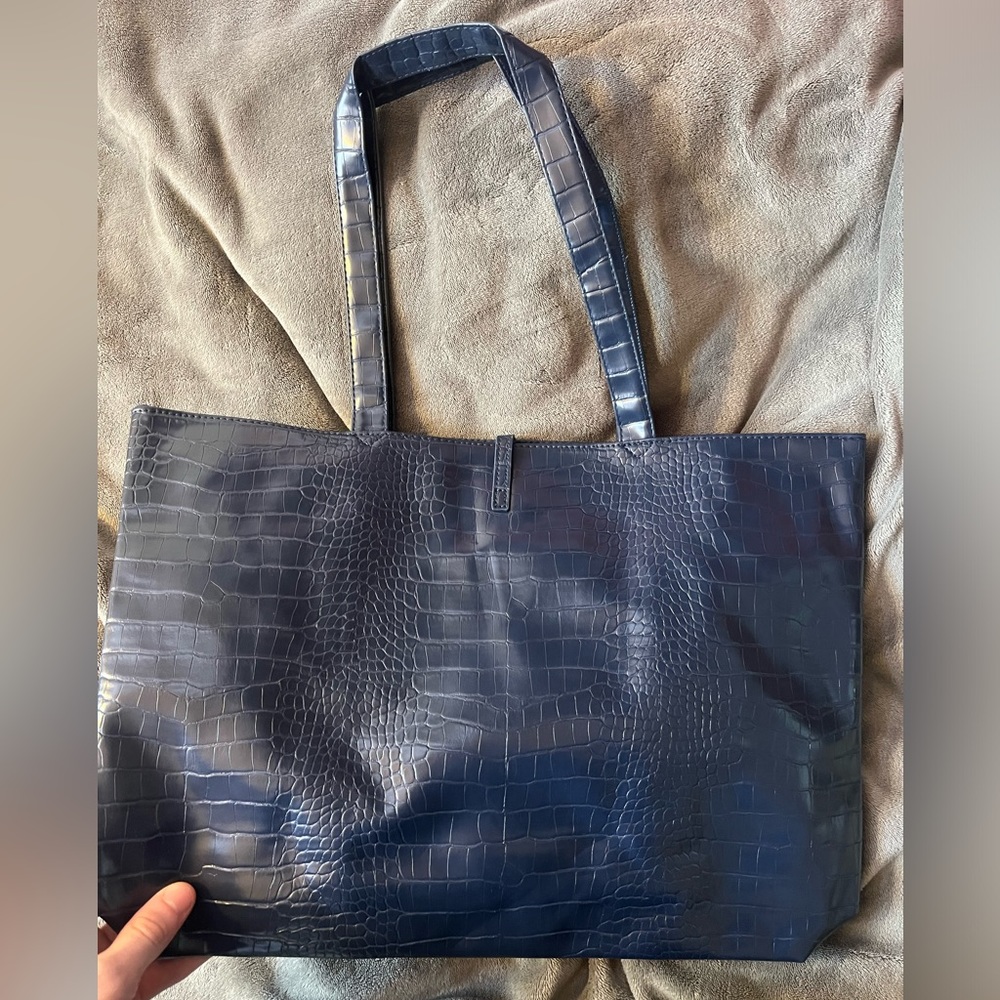 Saks 5th Avenue Navy Crocodile Bag